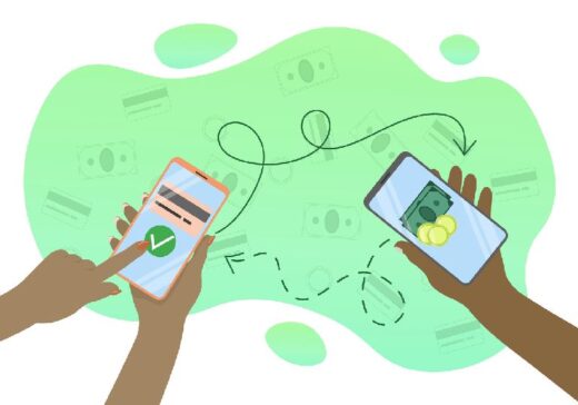 Illustration Deux Portables Transfert Argent